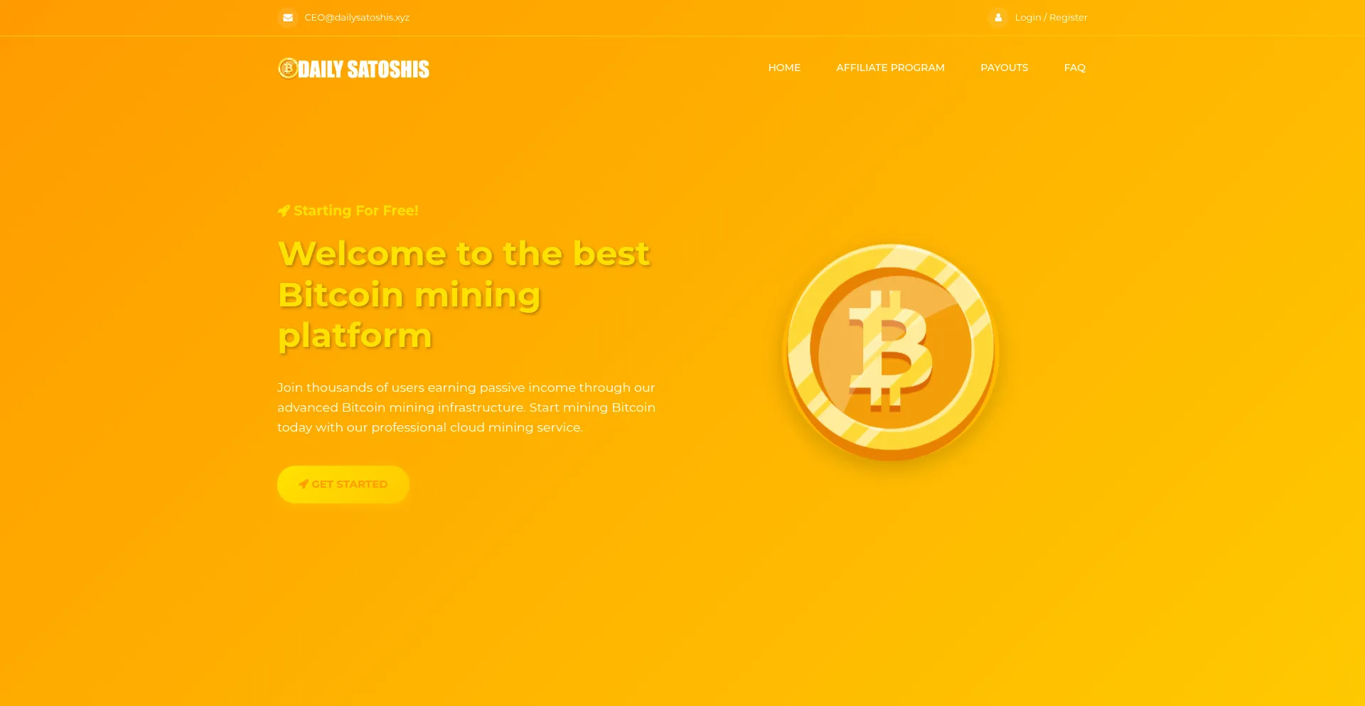 Website screenshot of Dailysatoshis.xyz