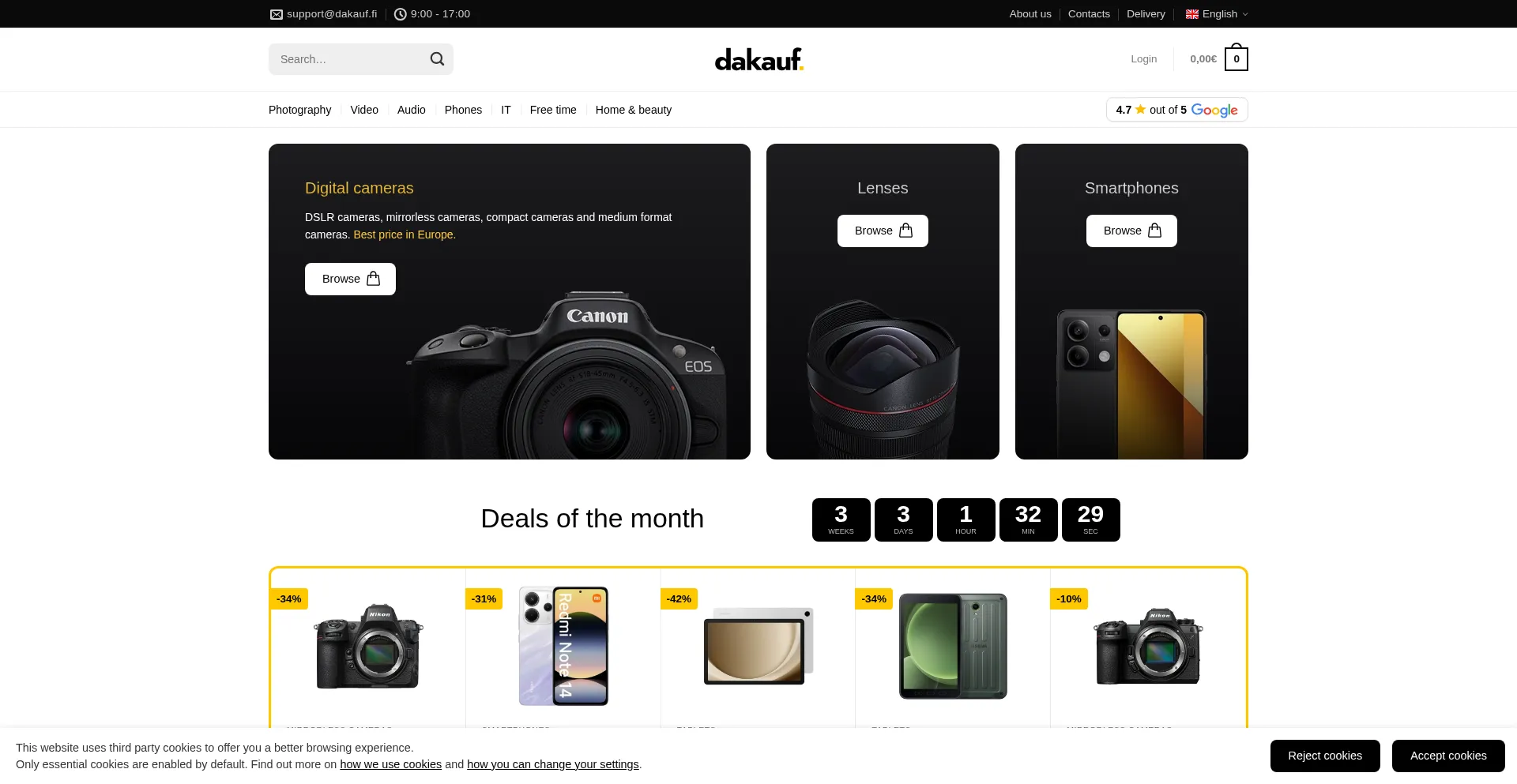 Website screenshot of Dakauf.fi