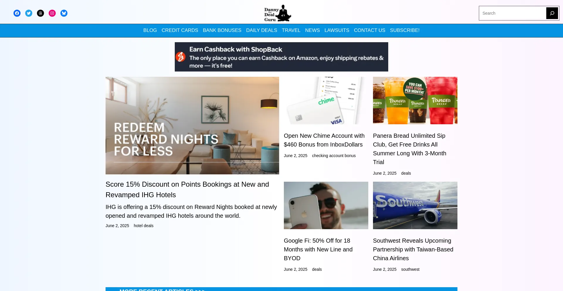 Website screenshot of Dannydealguru.com