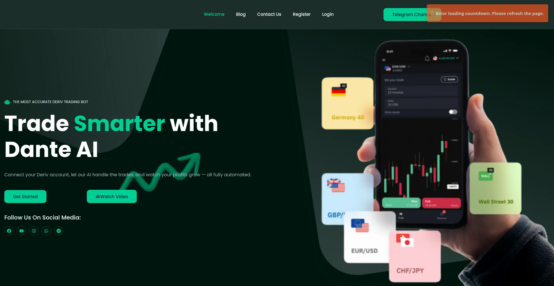 Website screenshot of Dante.co.ke