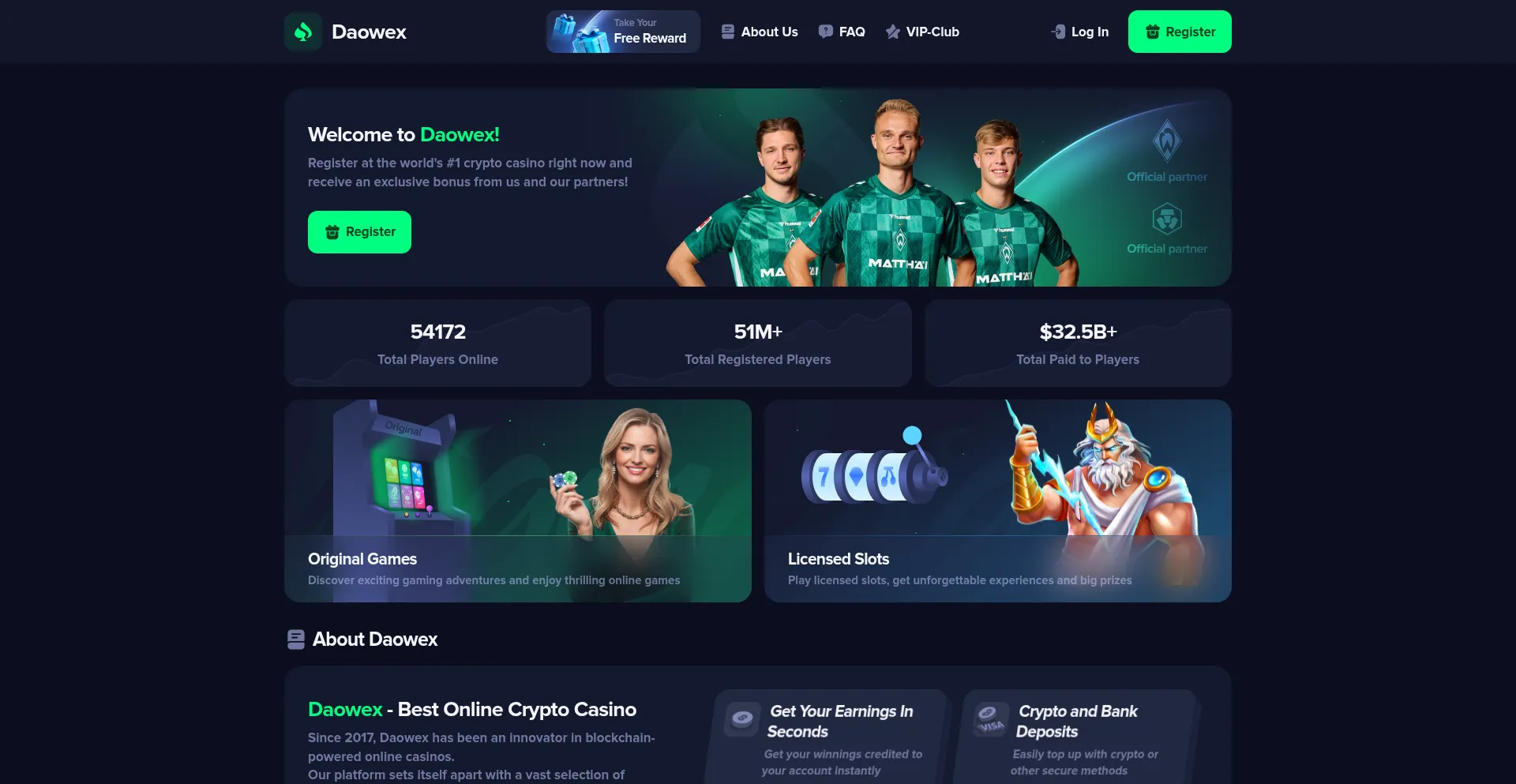 Website screenshot of Daowex.com