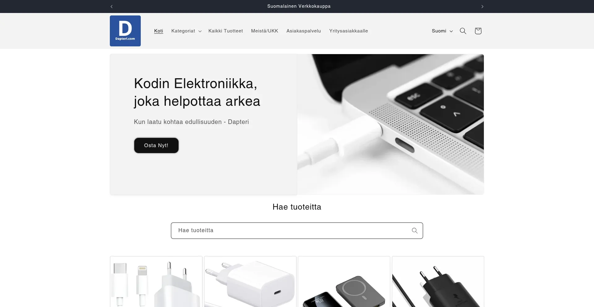 Website screenshot of Dapteri.com