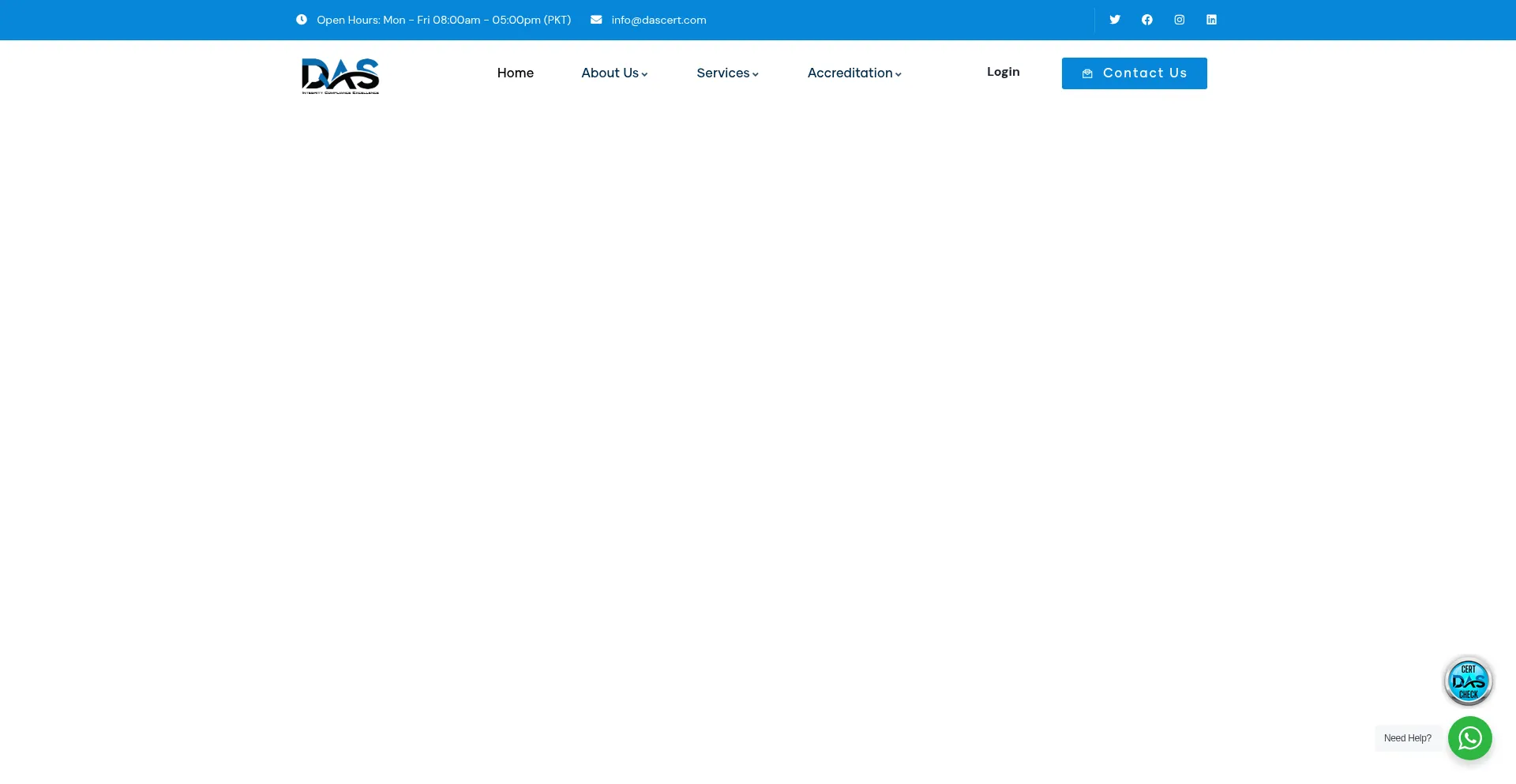 Website screenshot of Dascert.com