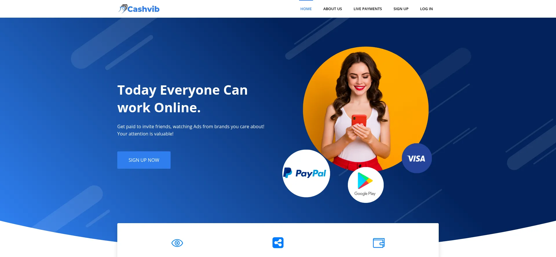 Website screenshot of Dash3.cashvib.com