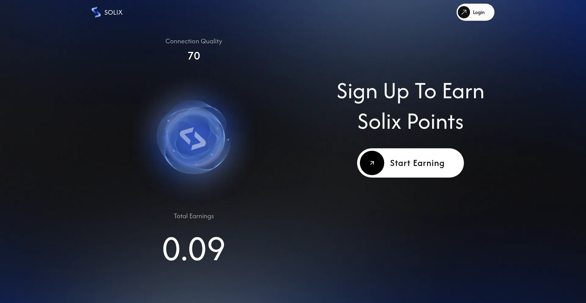 Website screenshot of Dashboard.solixdepin.net