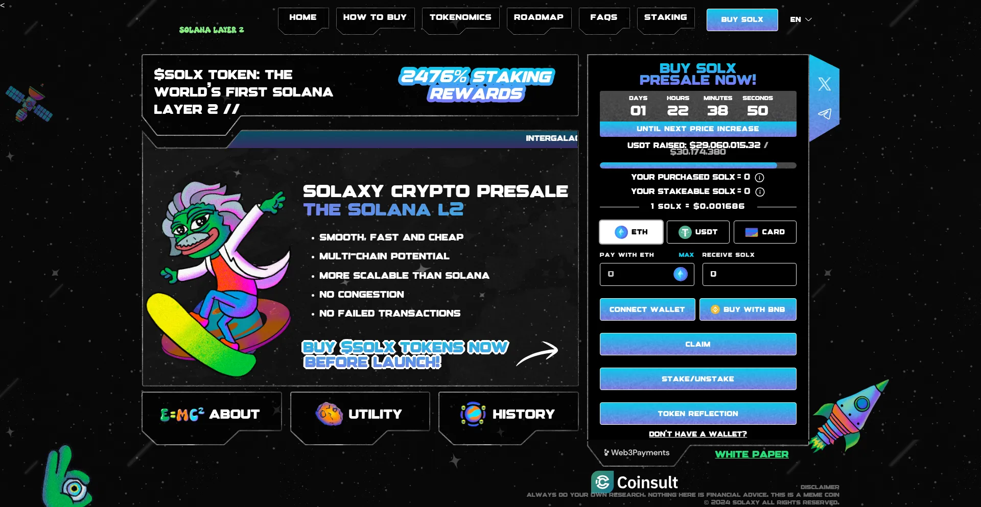 Website screenshot of Dashboard-solaxy.pages.dev