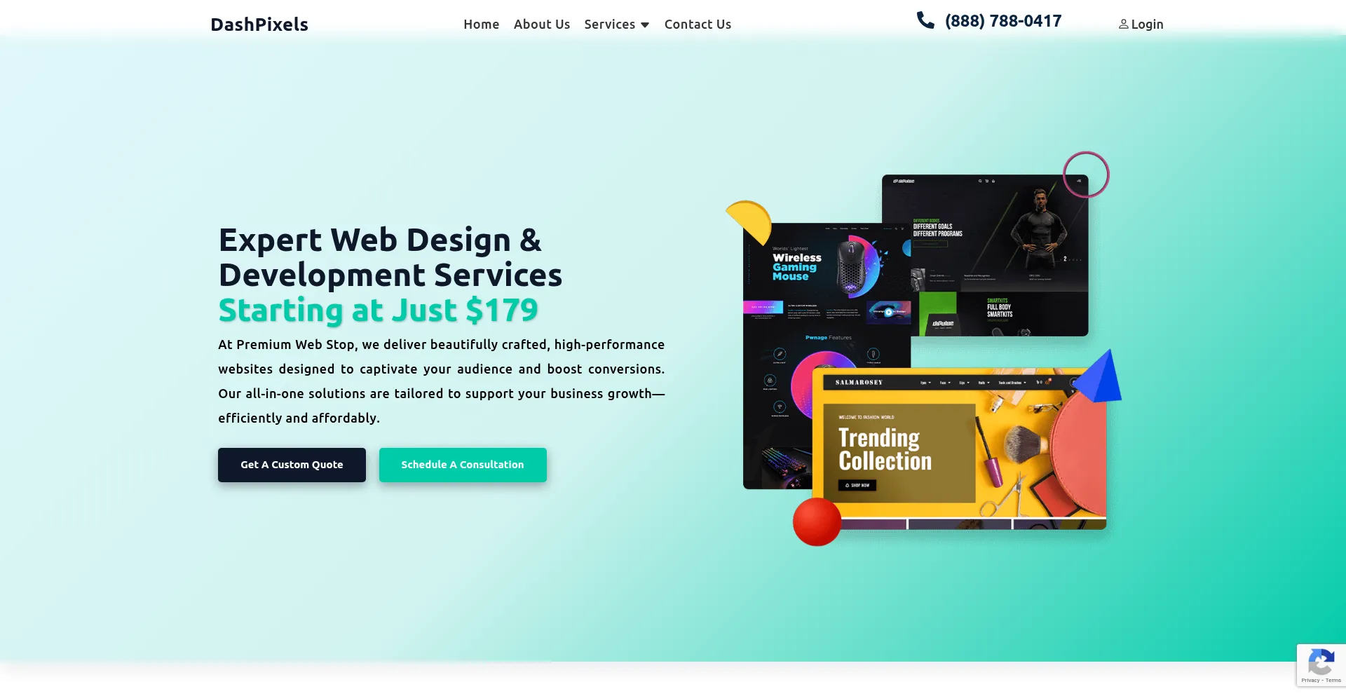 Website screenshot of Dashpixels.com