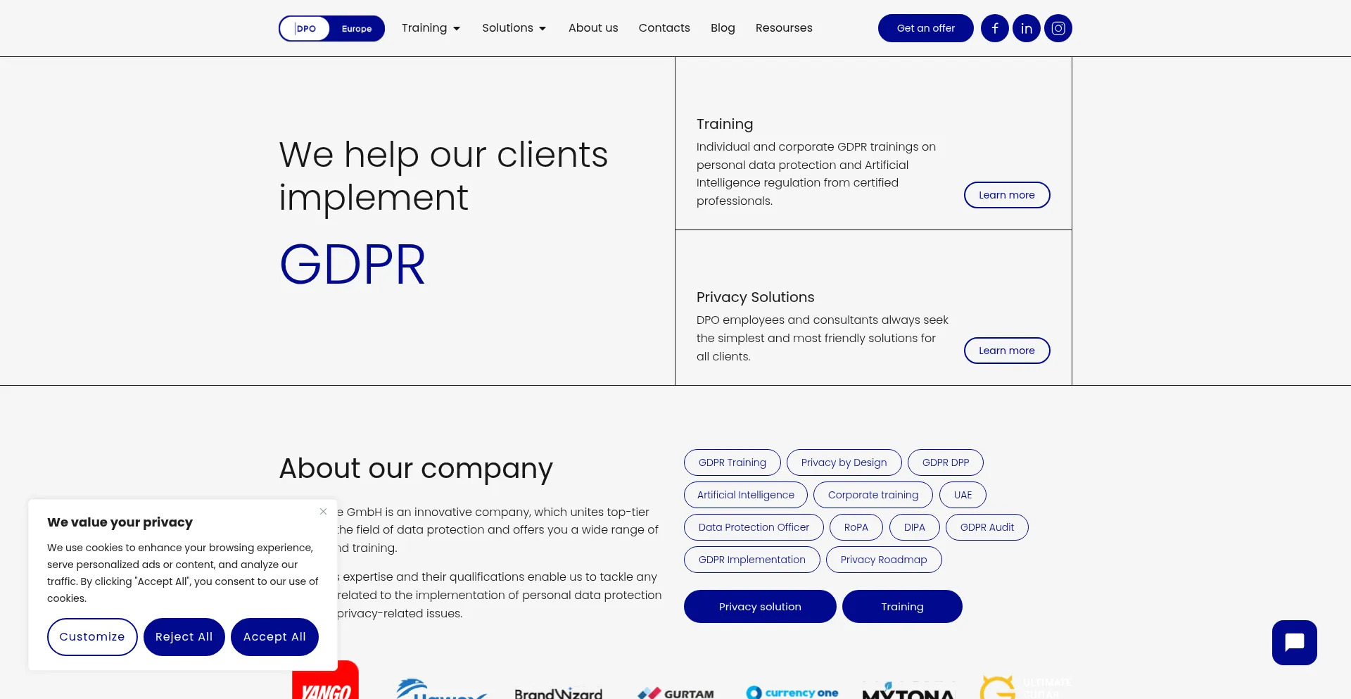Website screenshot of Data-privacy-office.eu