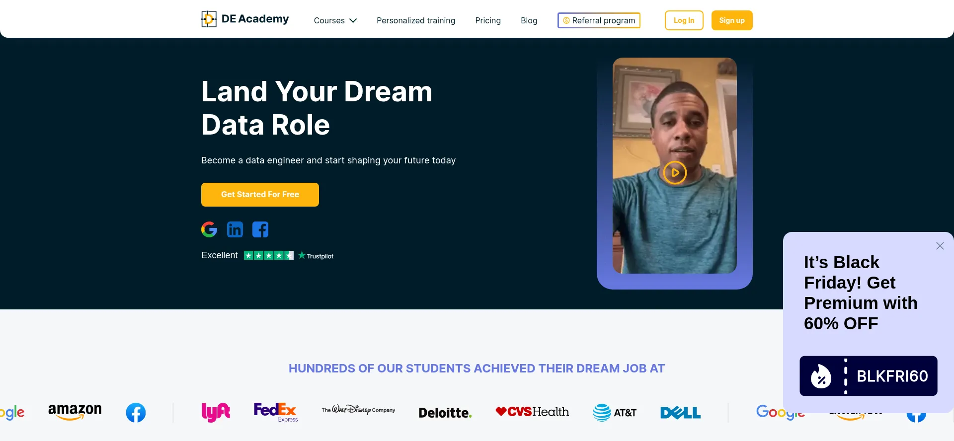 Website screenshot of Dataengineeracademy.com