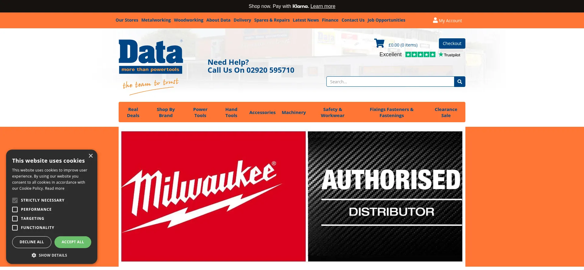 Website screenshot of Datapowertools.co.uk