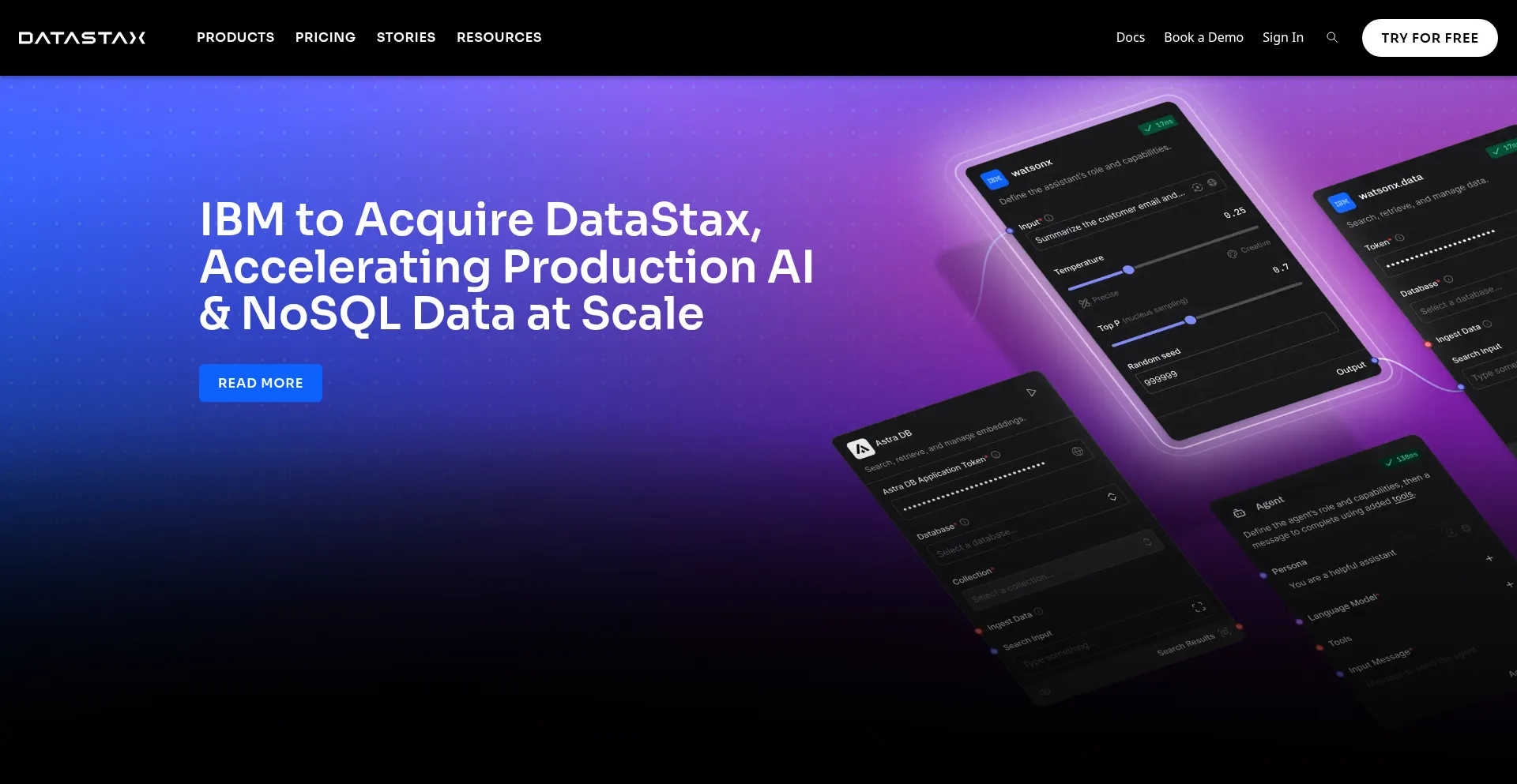 Website screenshot of Datastax.com