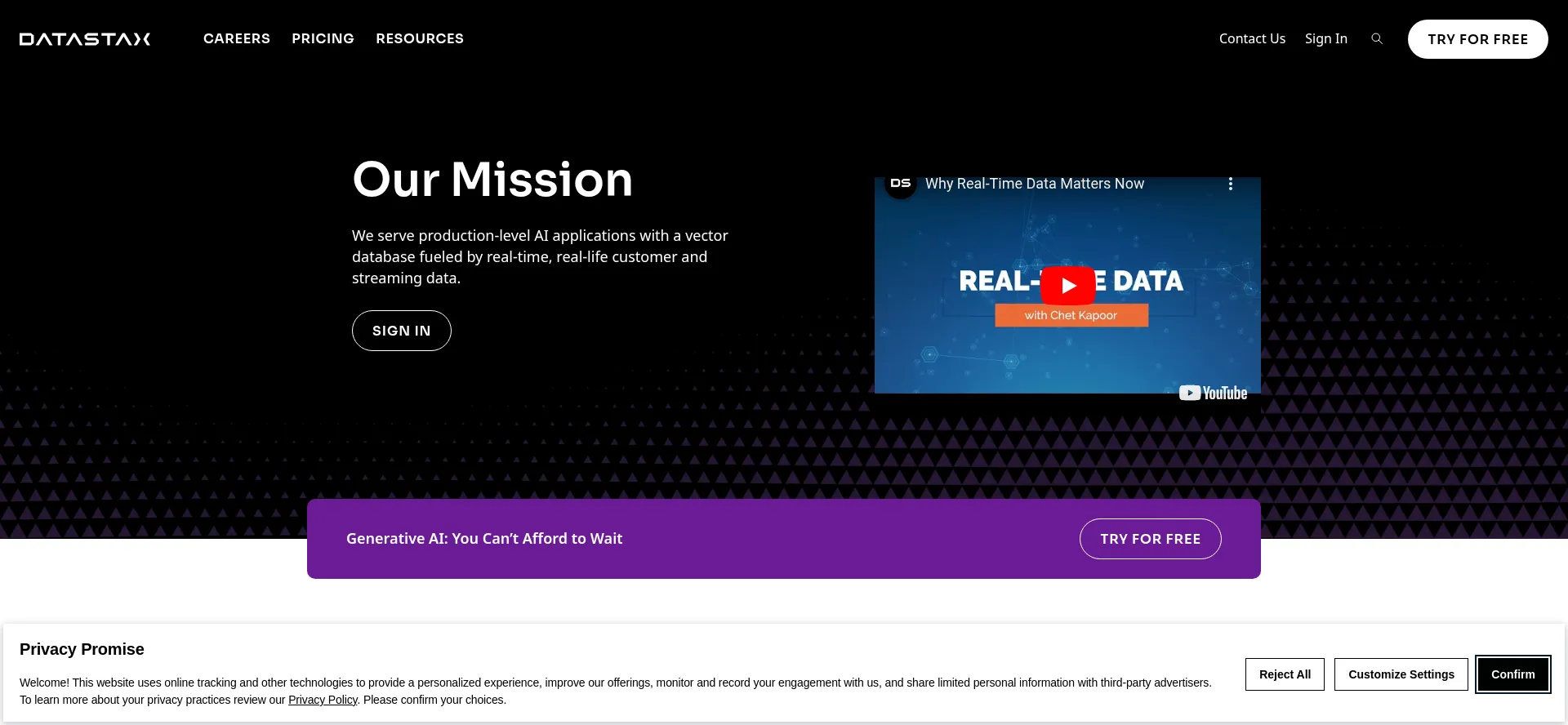 Website screenshot of Datastaxbi.com
