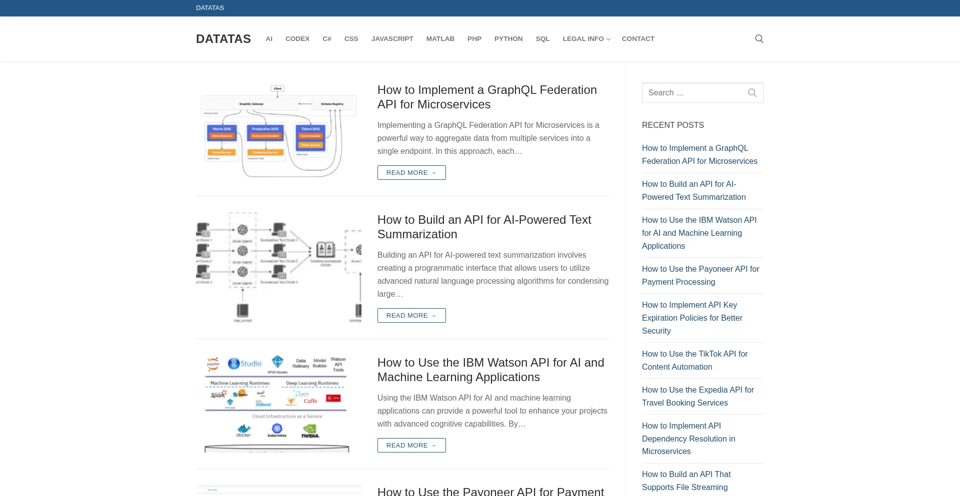 Website screenshot of Datatas.com