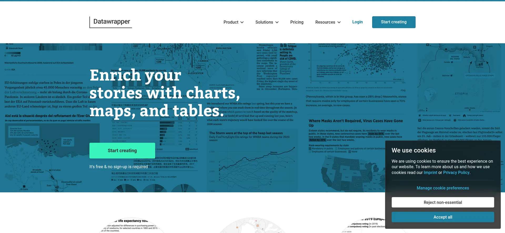 Website screenshot of Datawrapper.de