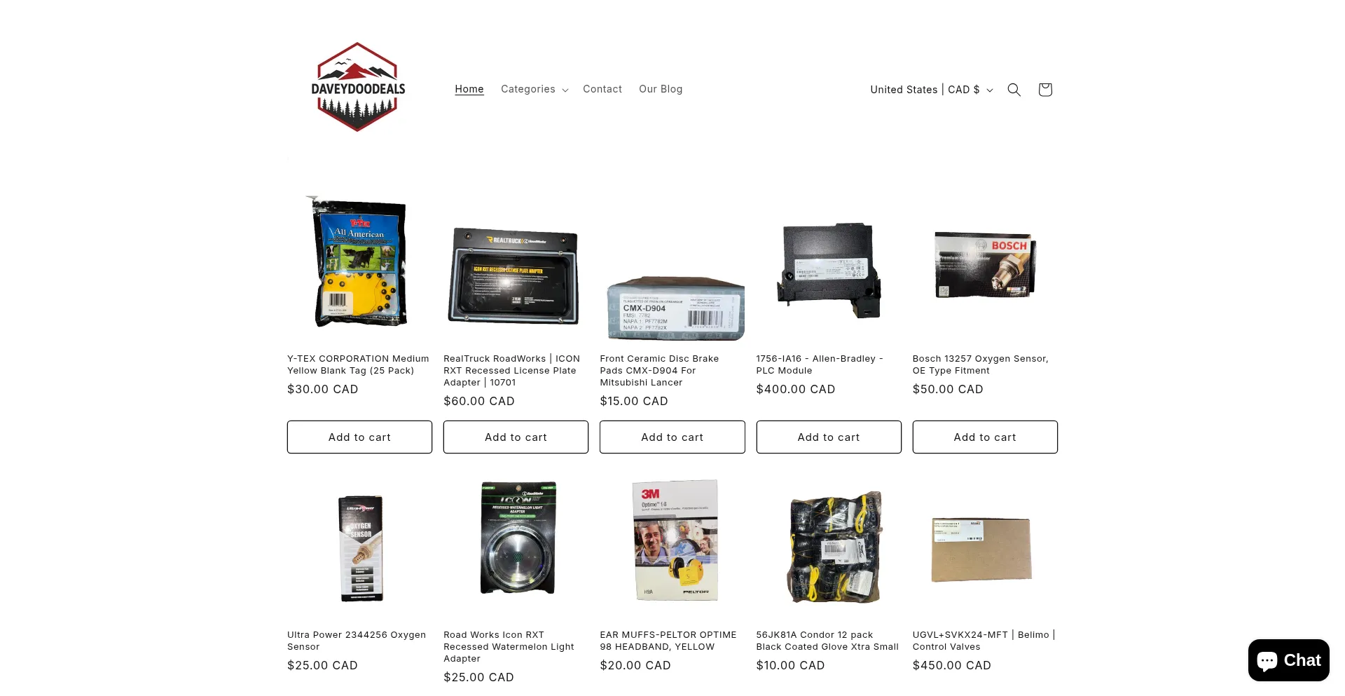 Website screenshot of Daveydoodeals.ca