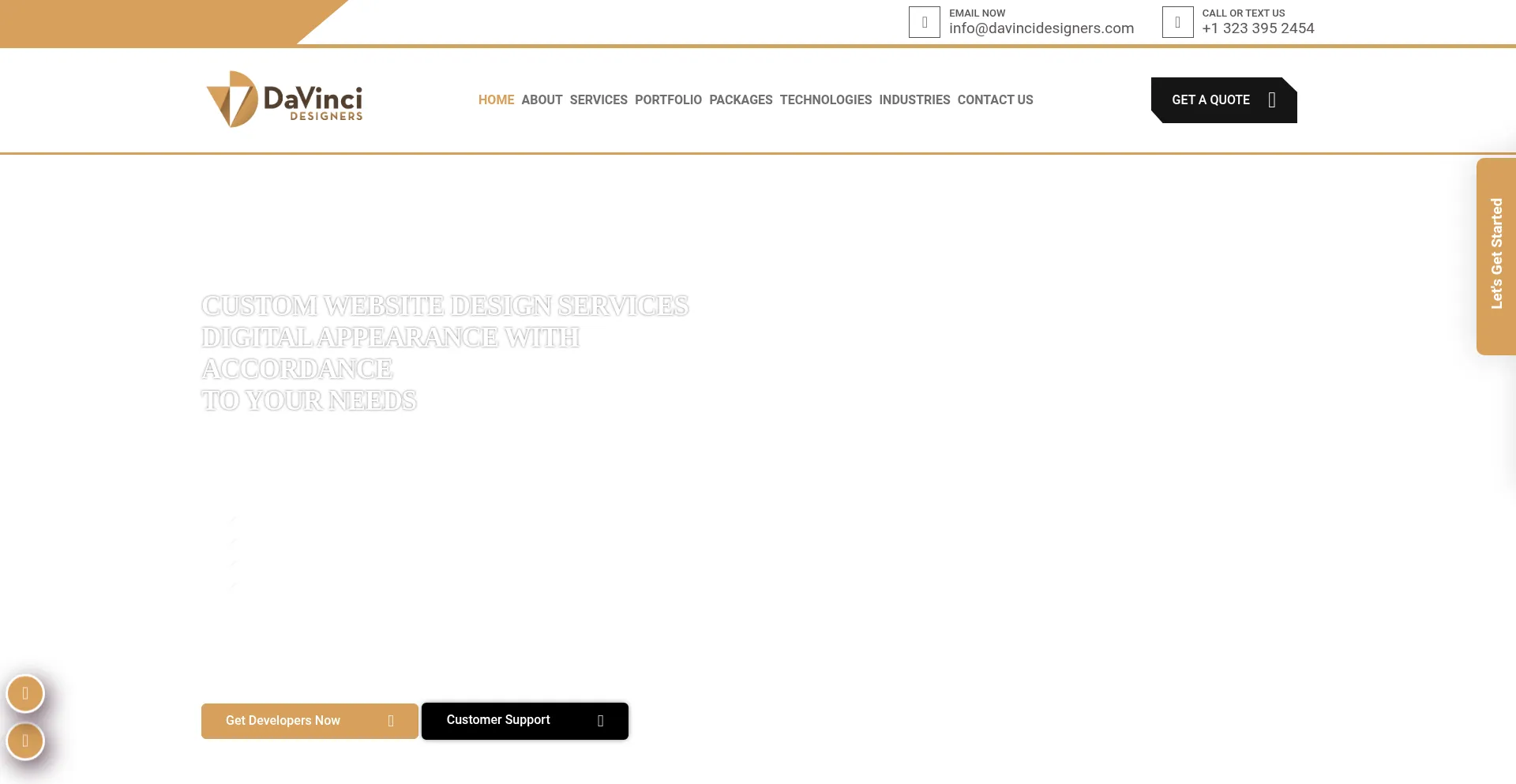 Website screenshot of Davincidesigners.com