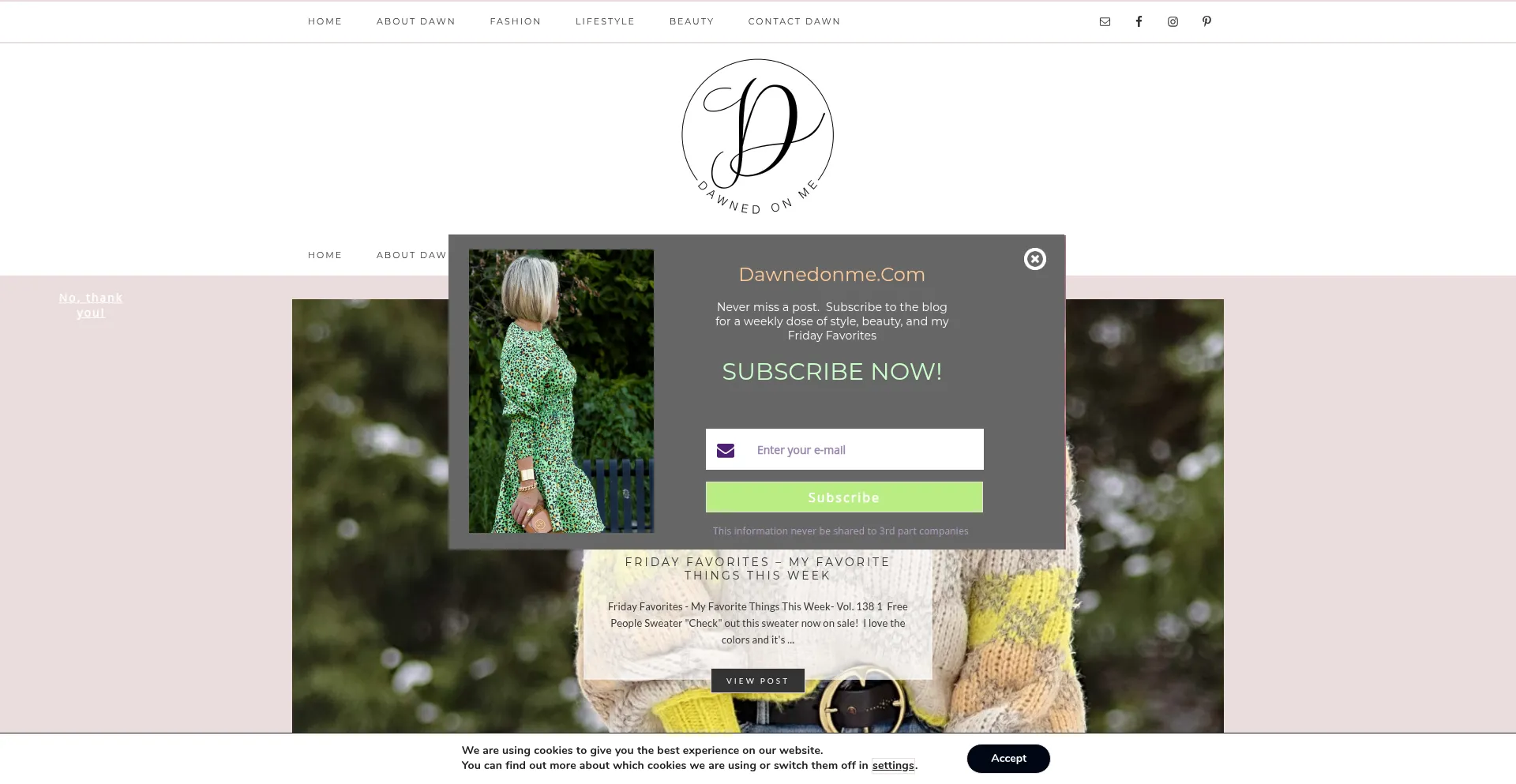 Website screenshot of Dawnedonme.com