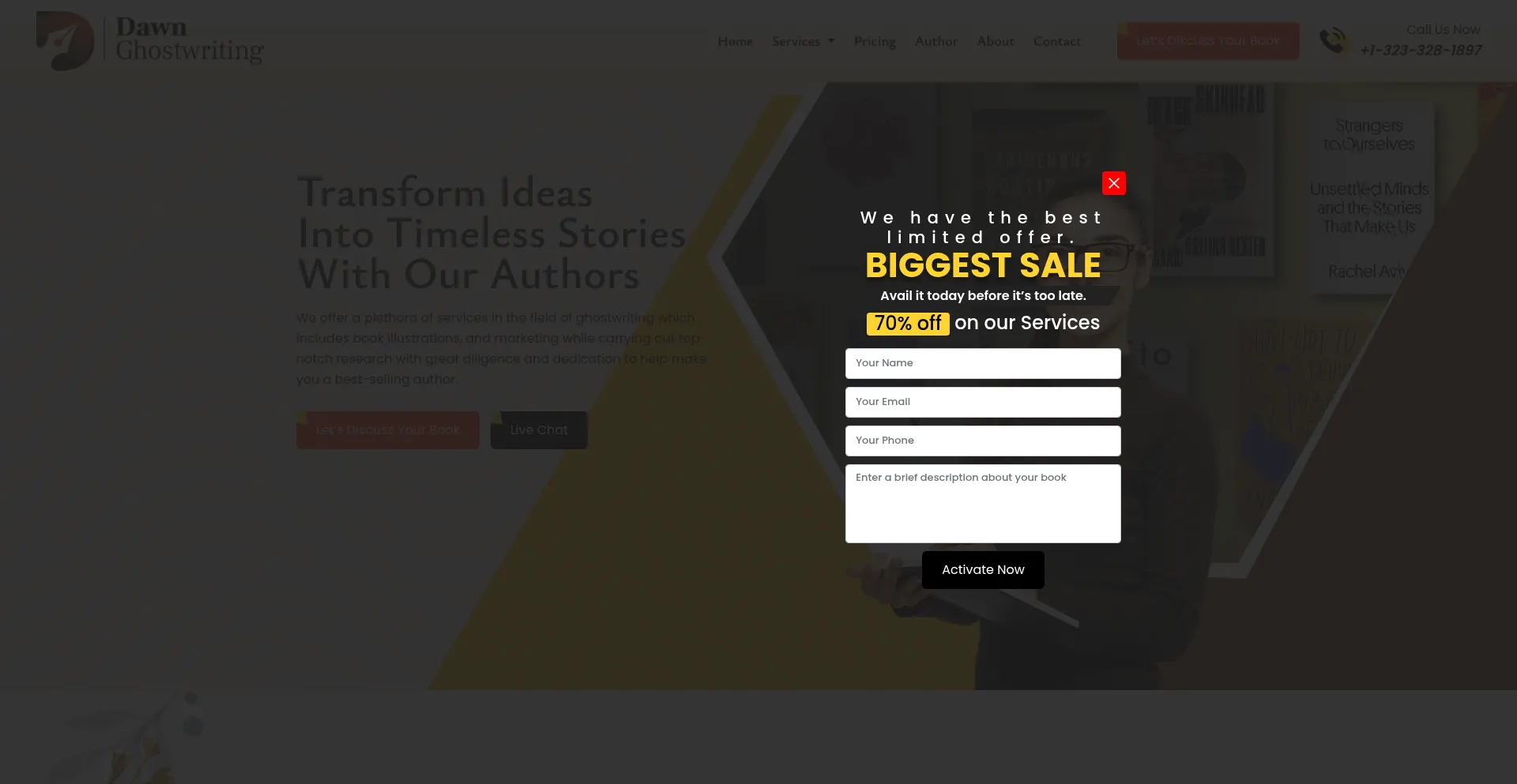 Dawnghostwriting.com Screenshot