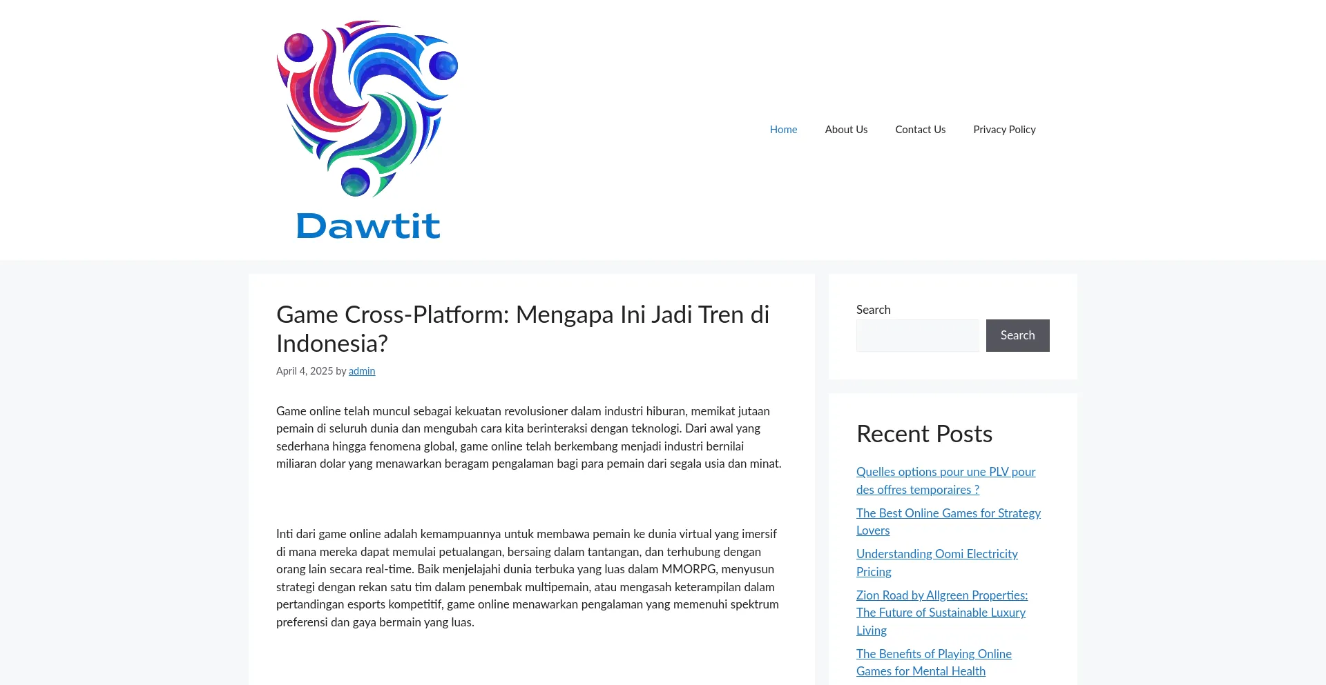 Website screenshot of Dawtit.com