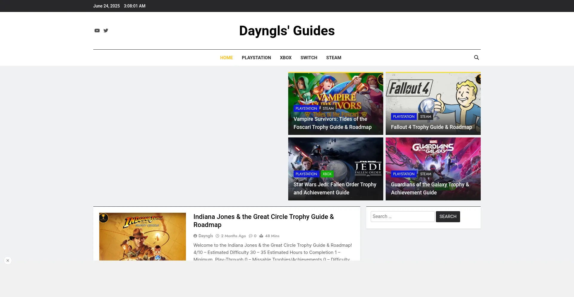 Website screenshot of Daynglsgameguides.com