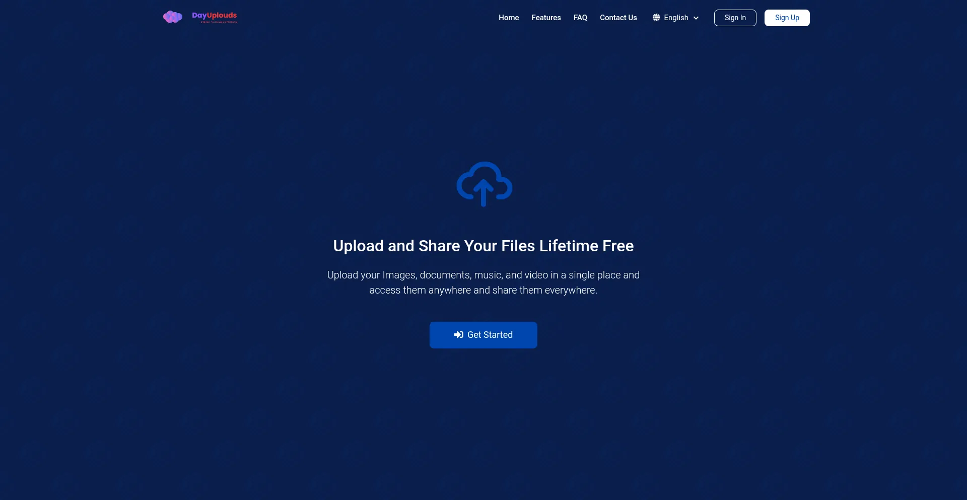 Website screenshot of Dayuploads.com