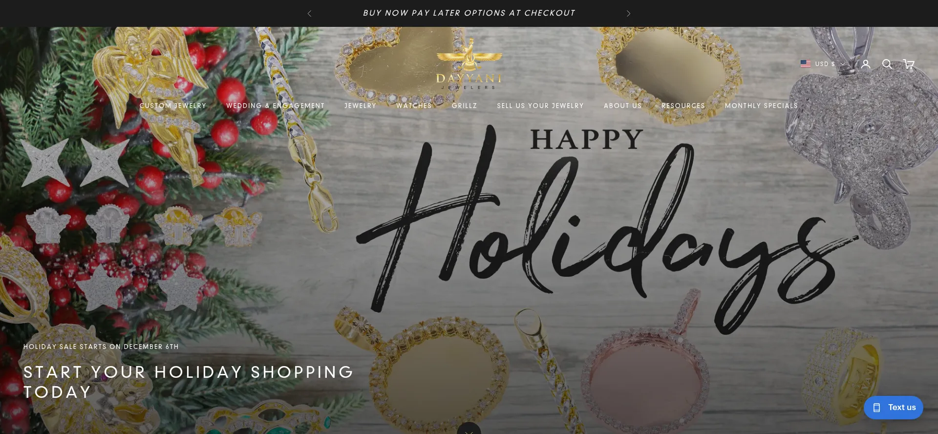 Website screenshot of Dayyanijewelers.com