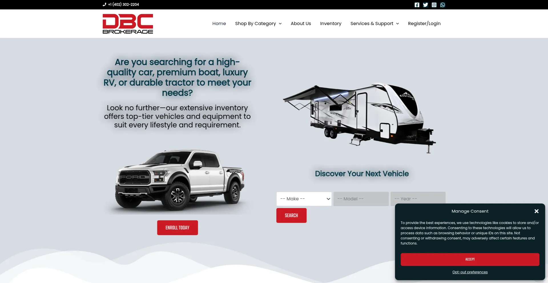 Website screenshot of Dbcbrokerage.com