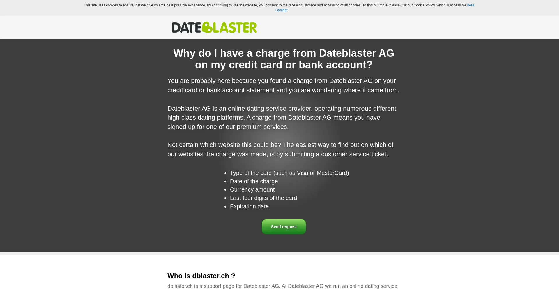 Website screenshot of Dblaster.ch
