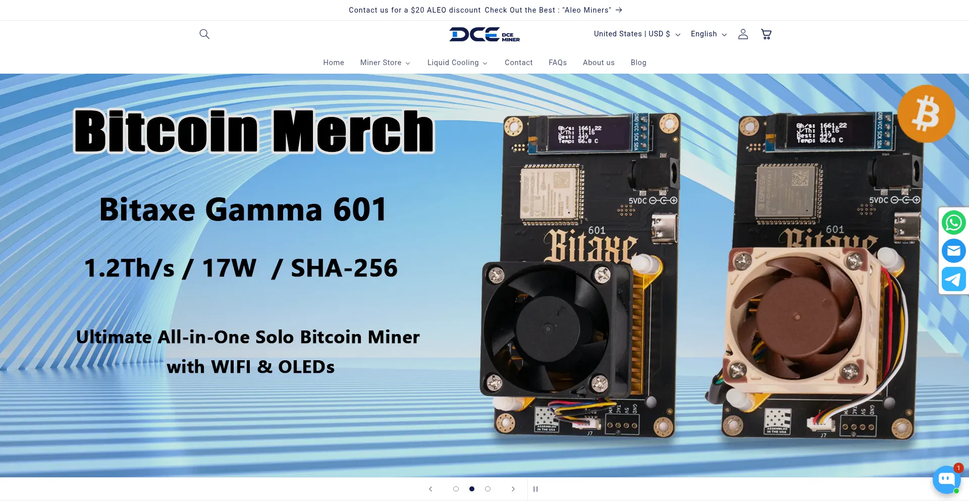 Website screenshot of Dceminer.com