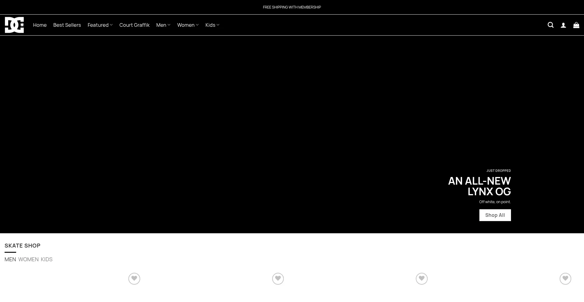 Website screenshot of Dcshoesofficial.com