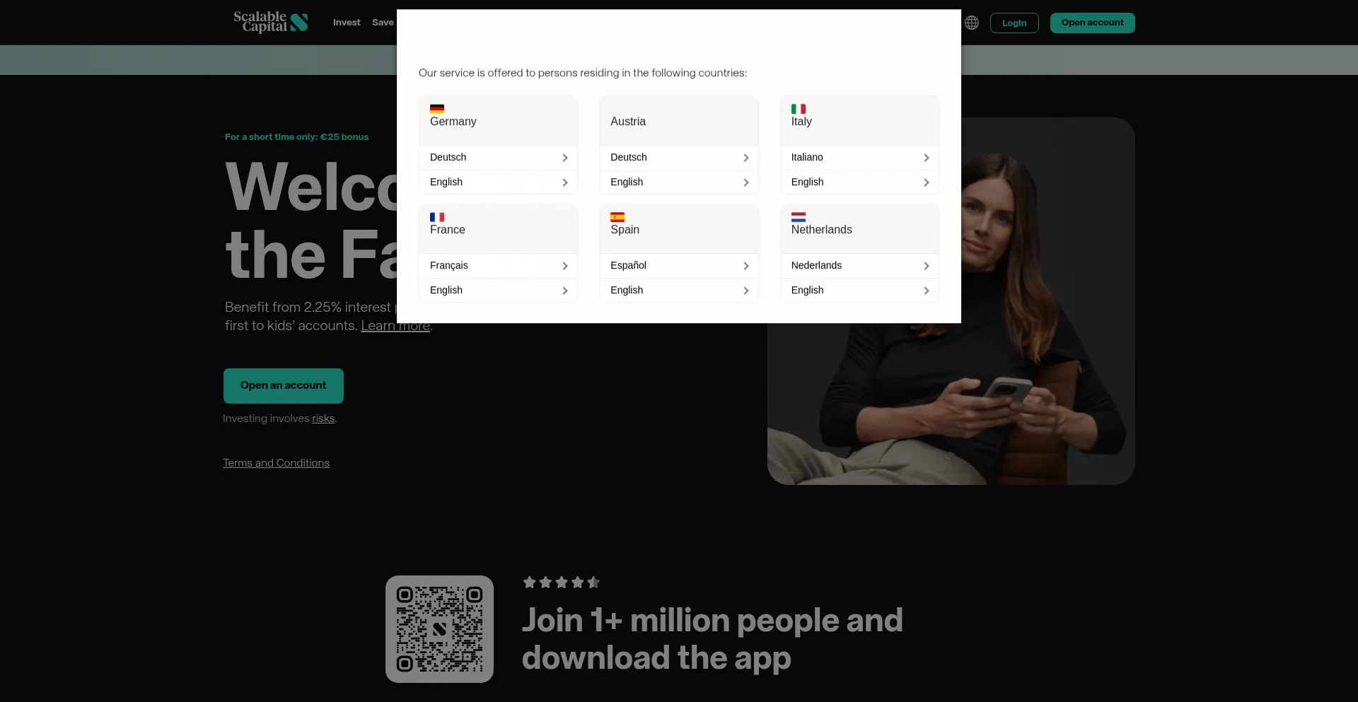 Website screenshot of De.scalable.capital