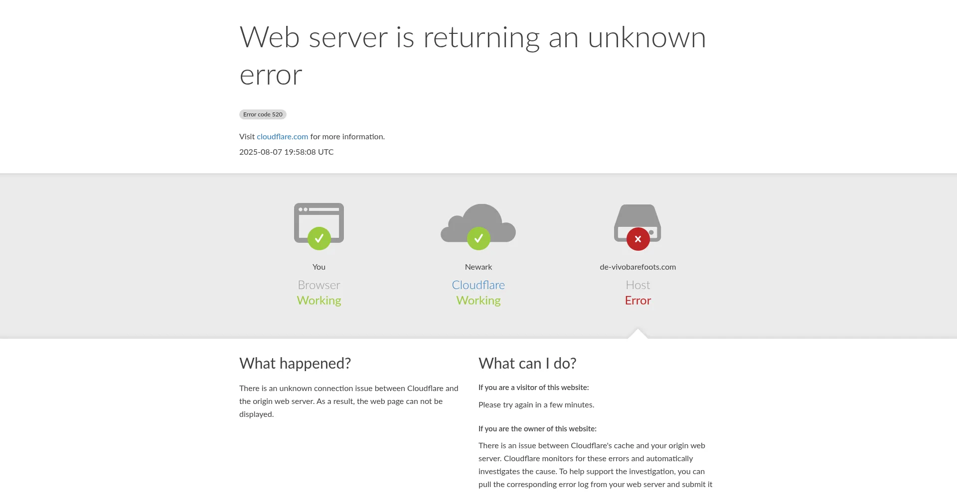 Website screenshot of De-vivobarefoots.com