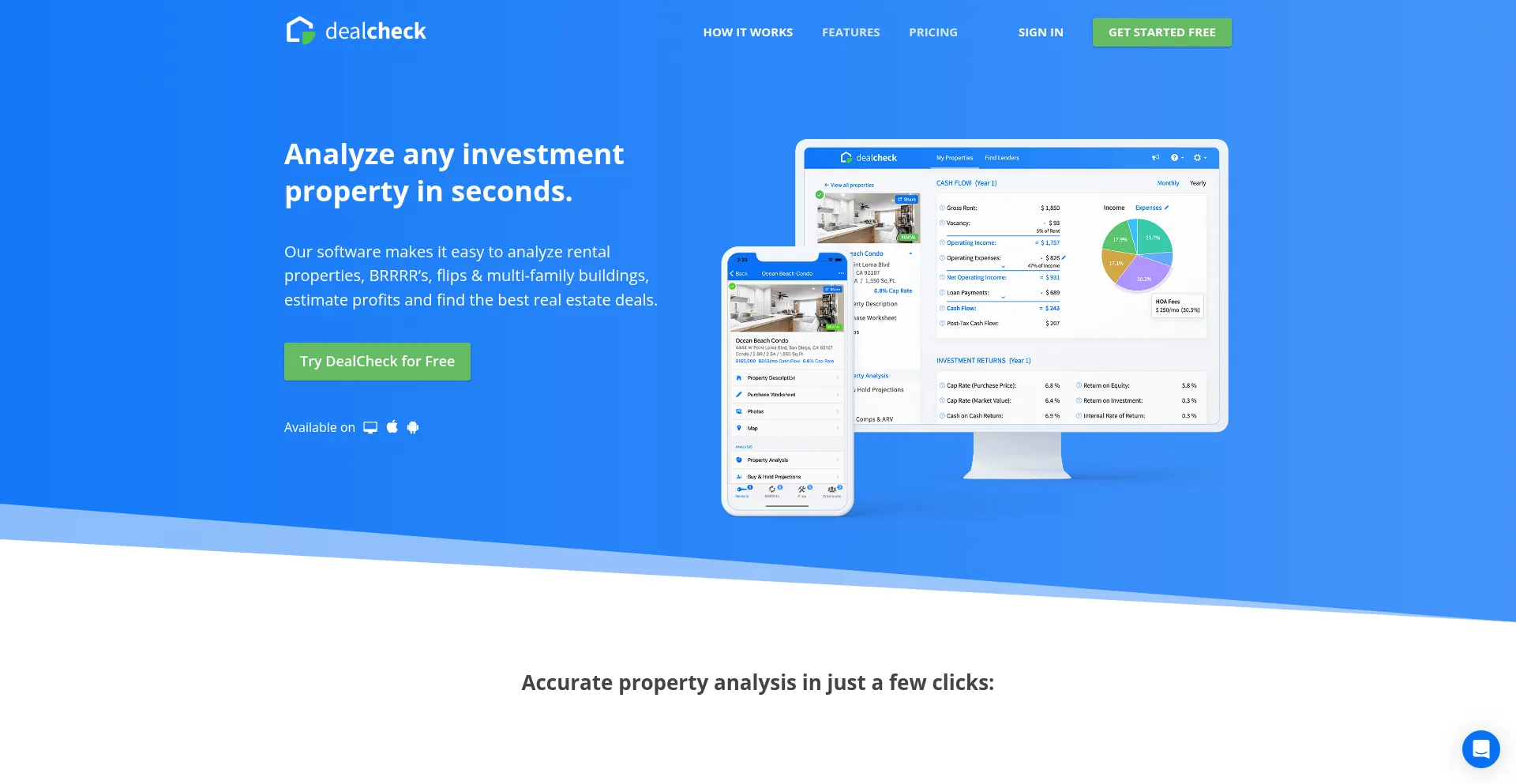 Website screenshot of Dealcheck.io