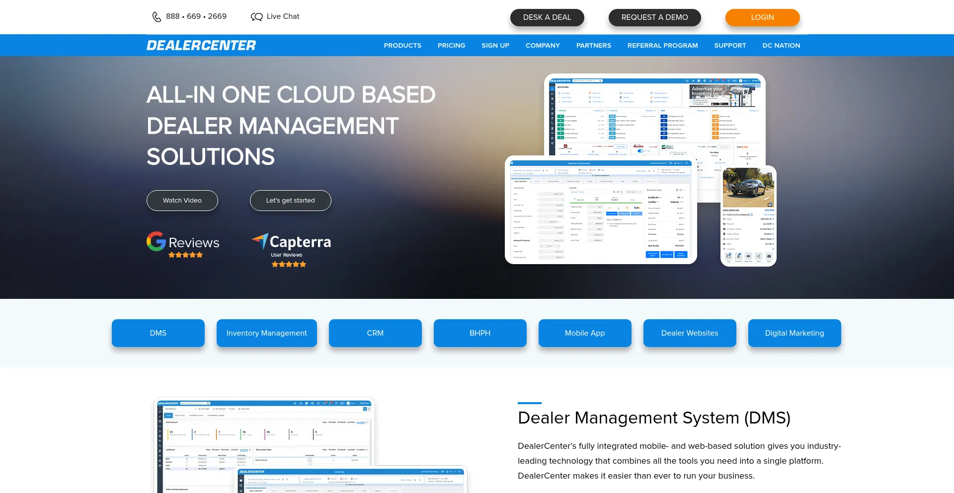 Website screenshot of Dealercenter.com