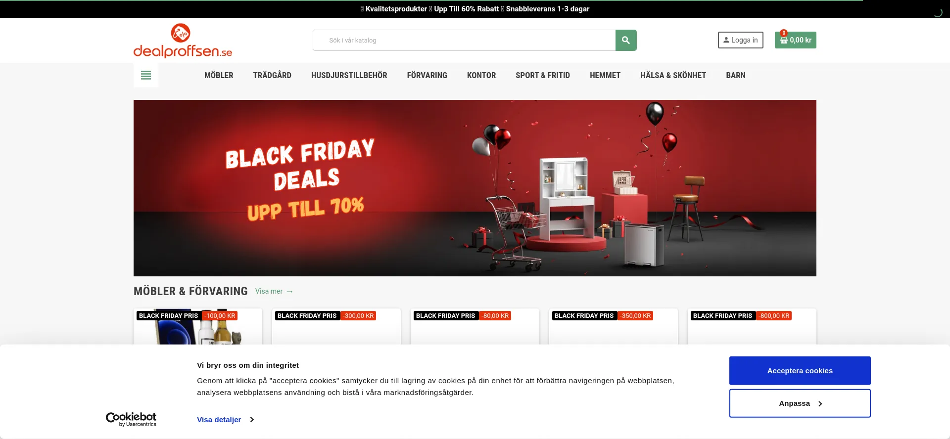 Website screenshot of Dealproffsen.se