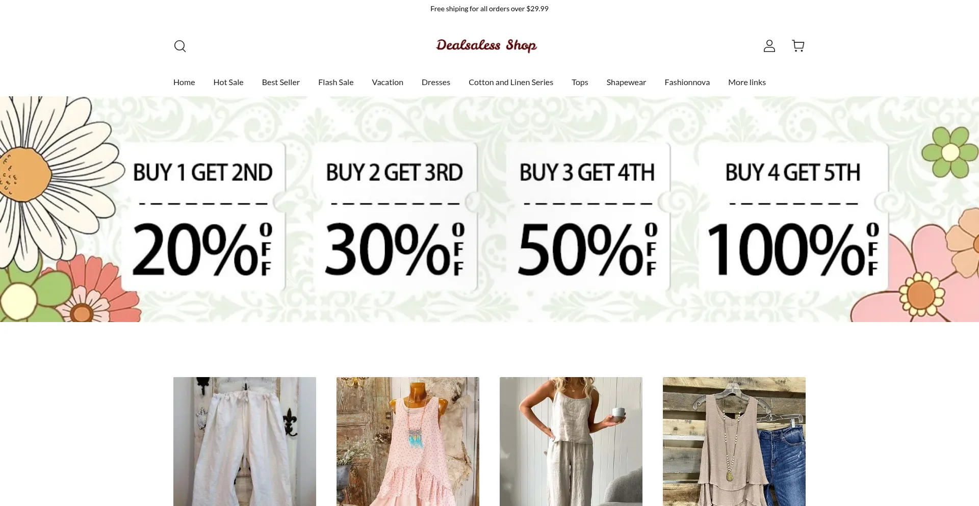 Website screenshot of Dealsaless.com