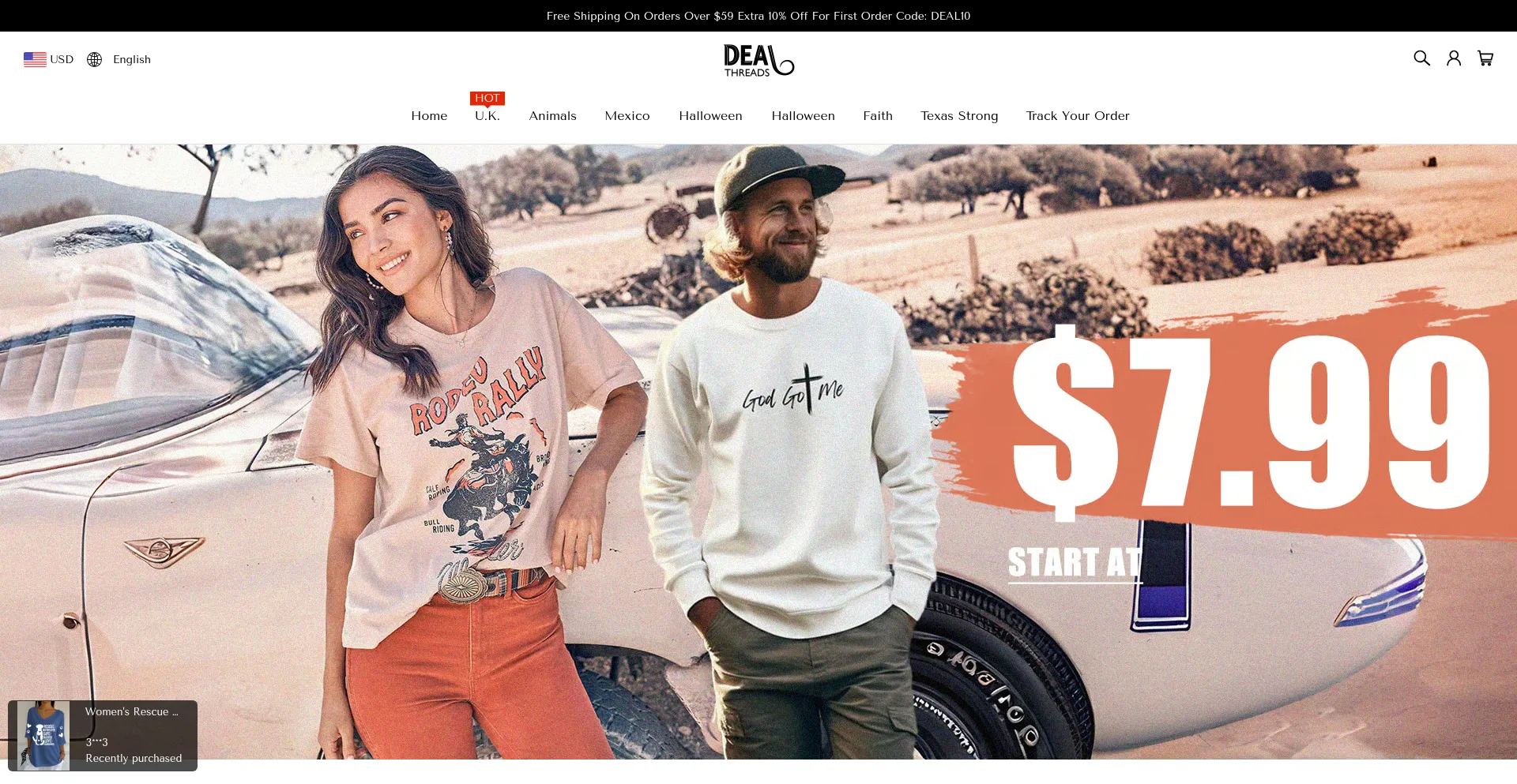 Website screenshot of Dealthreads.com