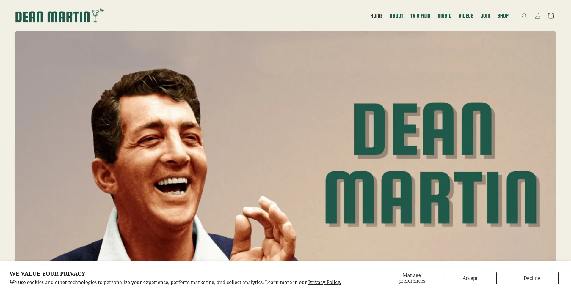 Website screenshot of Deanmartin.com