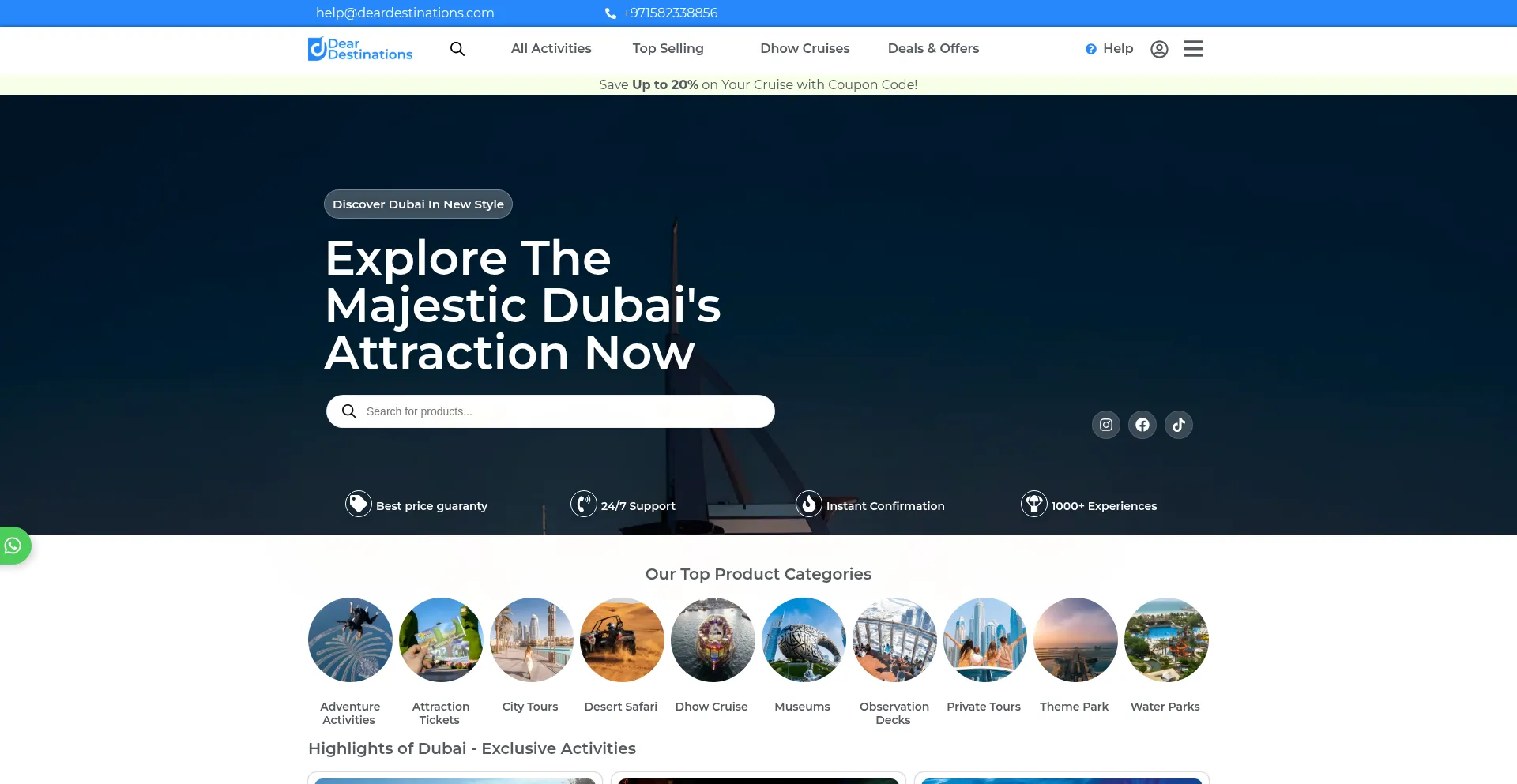 Website screenshot of Deardestinations.com