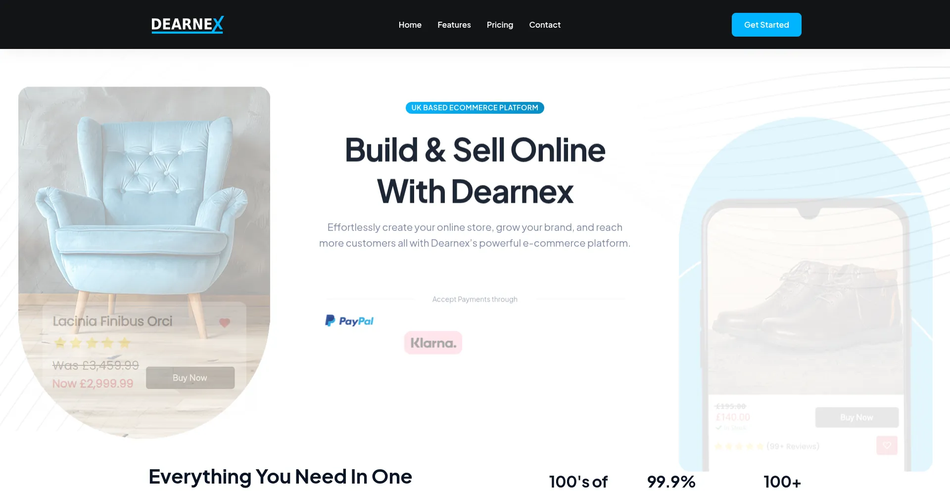 Website screenshot of Dearnex.com