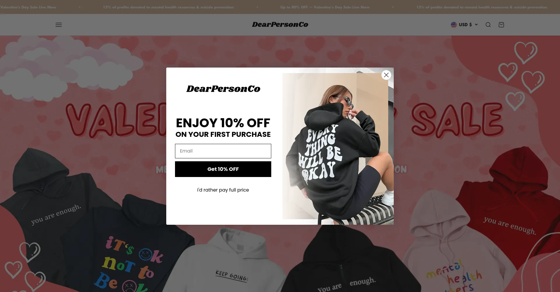 Website screenshot of Dearpersonco.store
