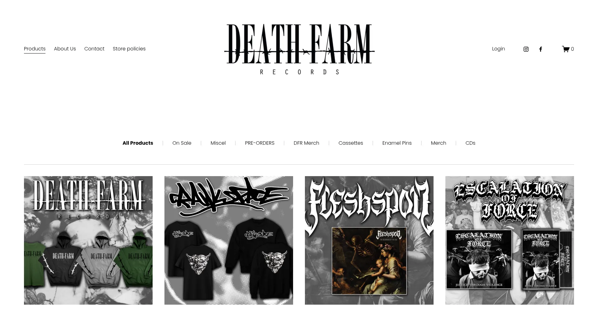 Website screenshot of Deathfarmrecords.com