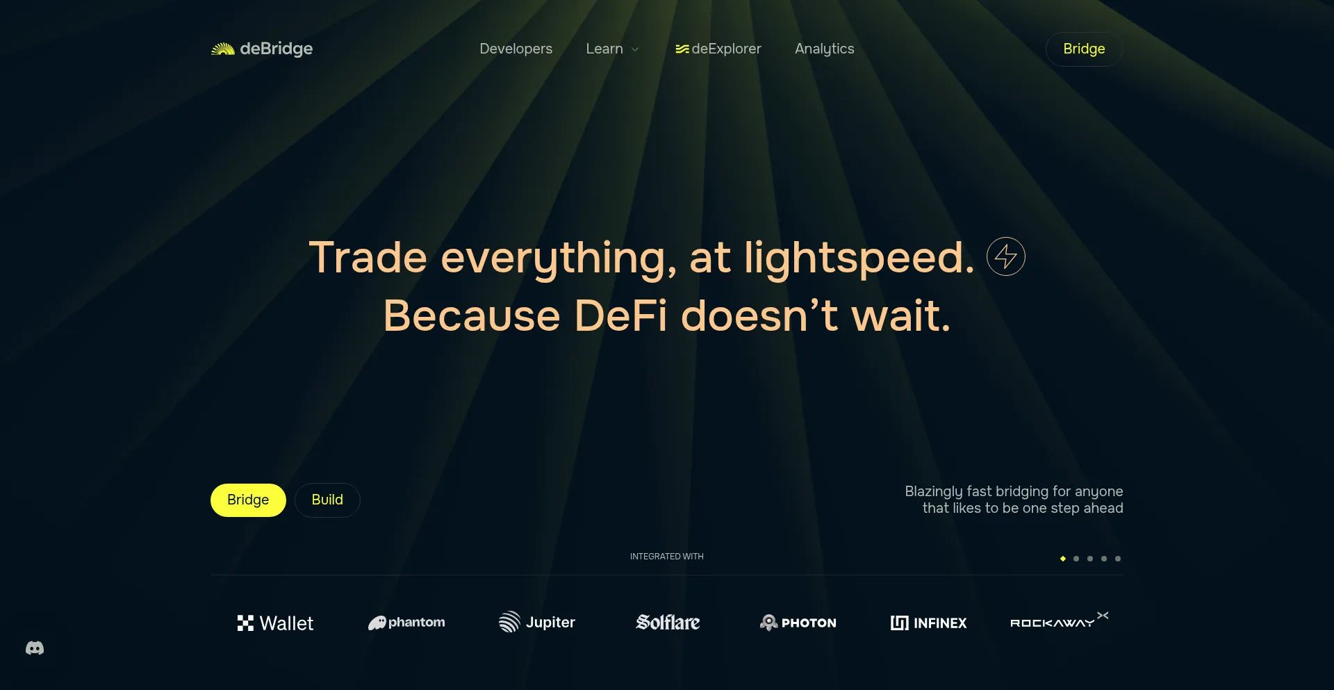 Website screenshot of Debridge.finance