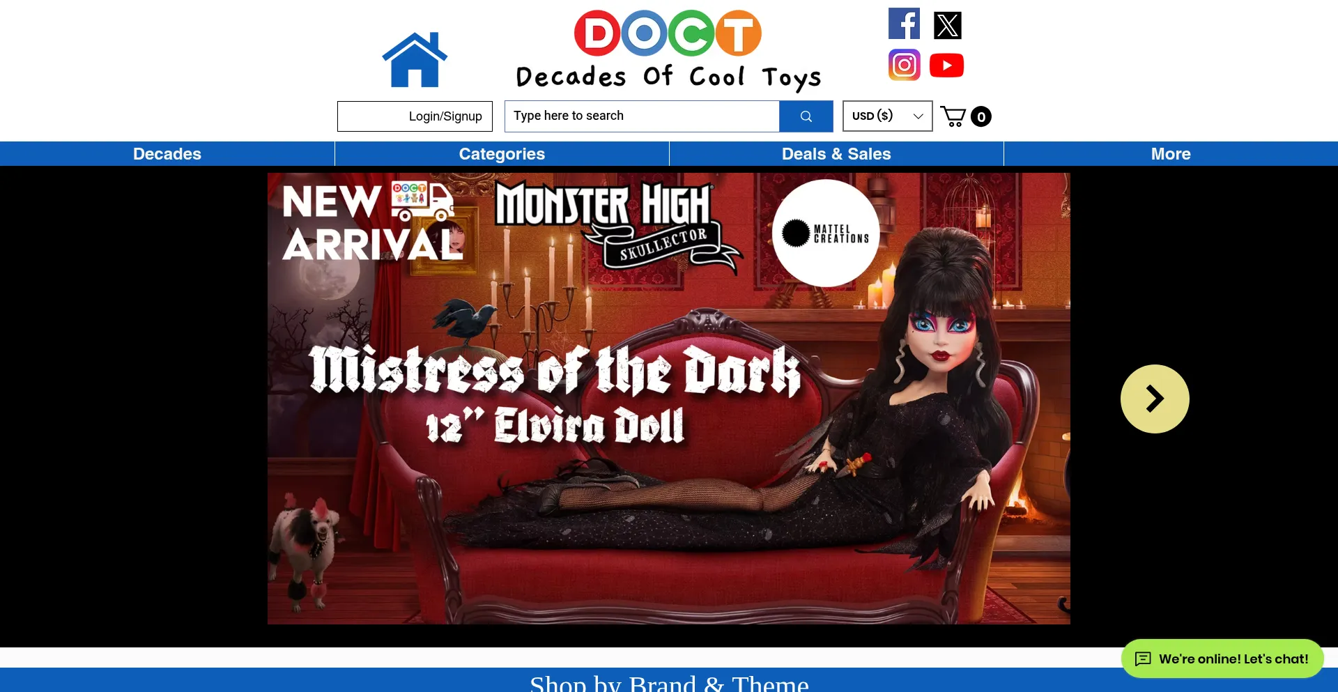 Website screenshot of Decadesofcooltoys.com