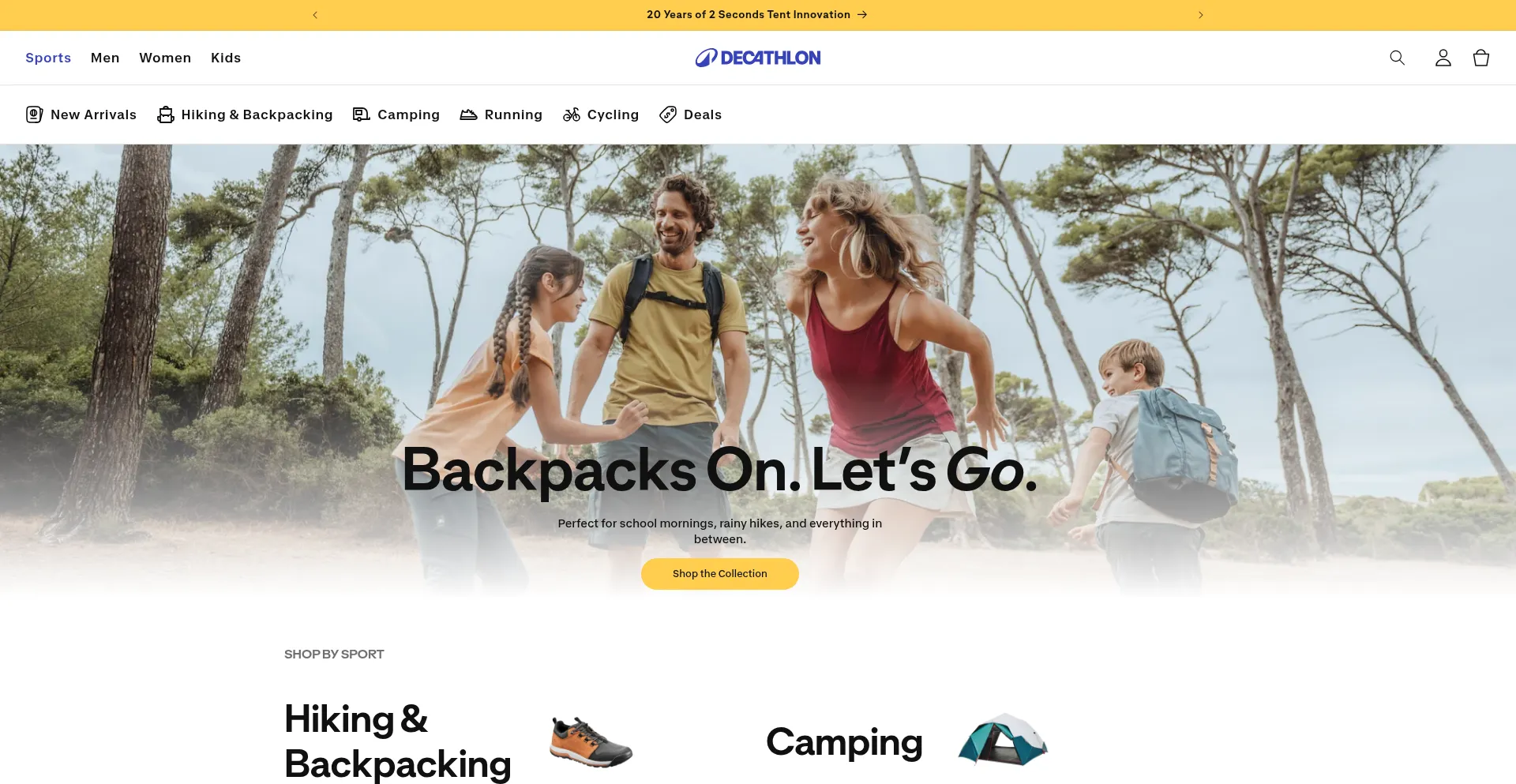 Website screenshot of Decathlon.com