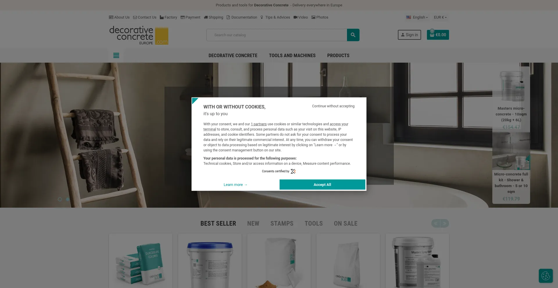 Website screenshot of Decorativeconcrete-europe.com