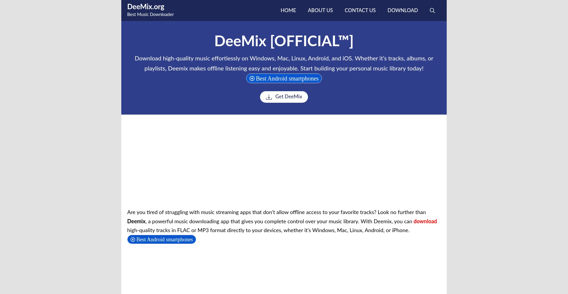 Website screenshot of Deemix.org