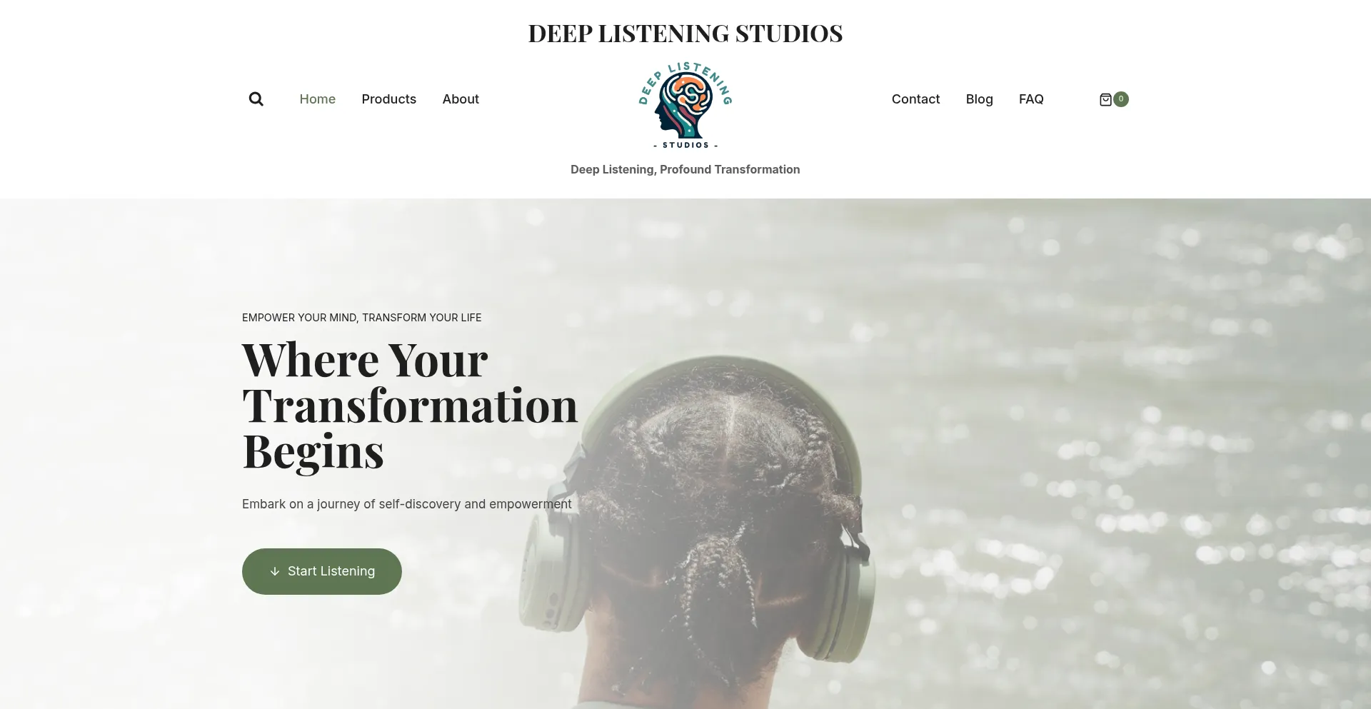 Website screenshot of Deeplisteningstudios.com