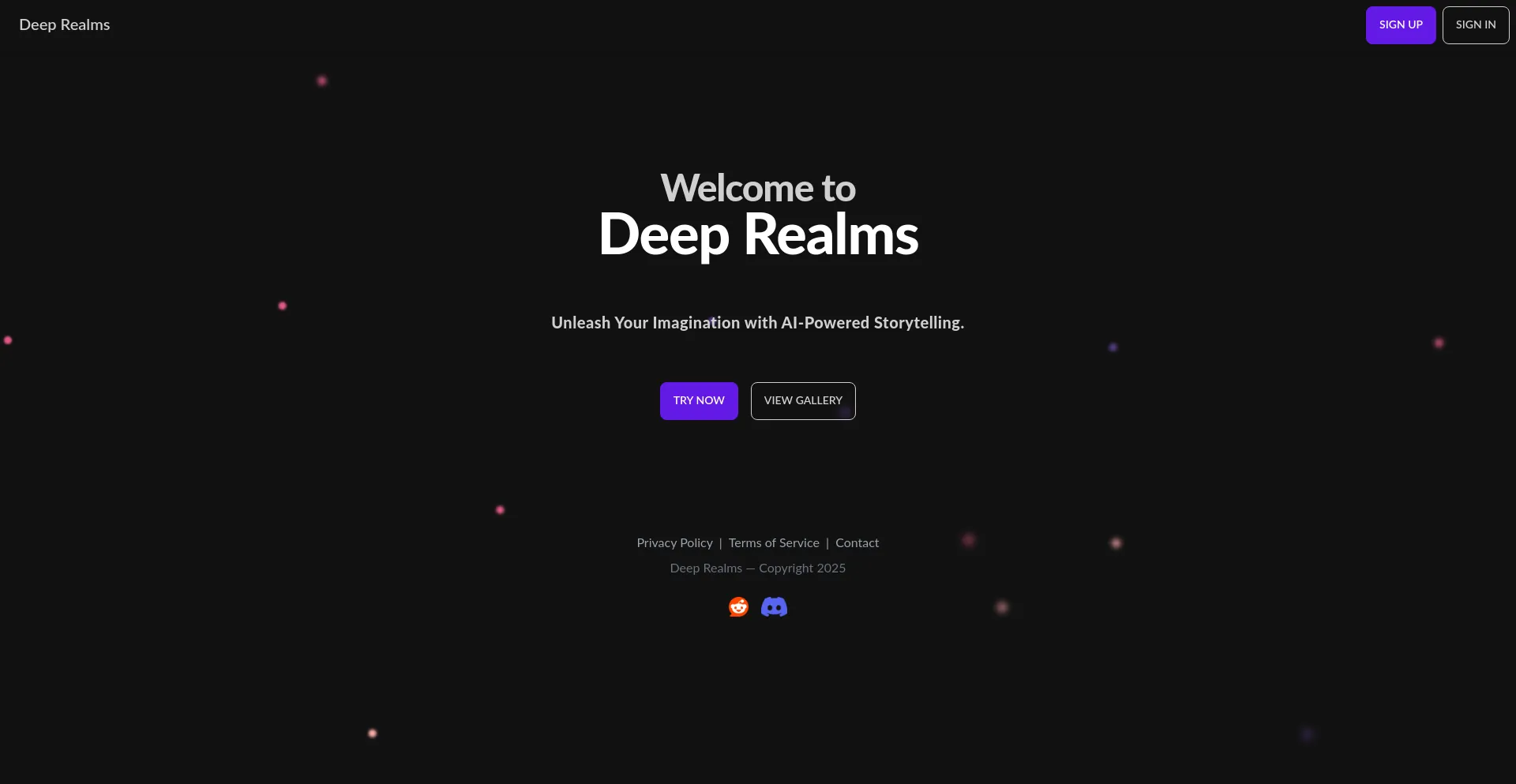 Website screenshot of Deeprealms.io