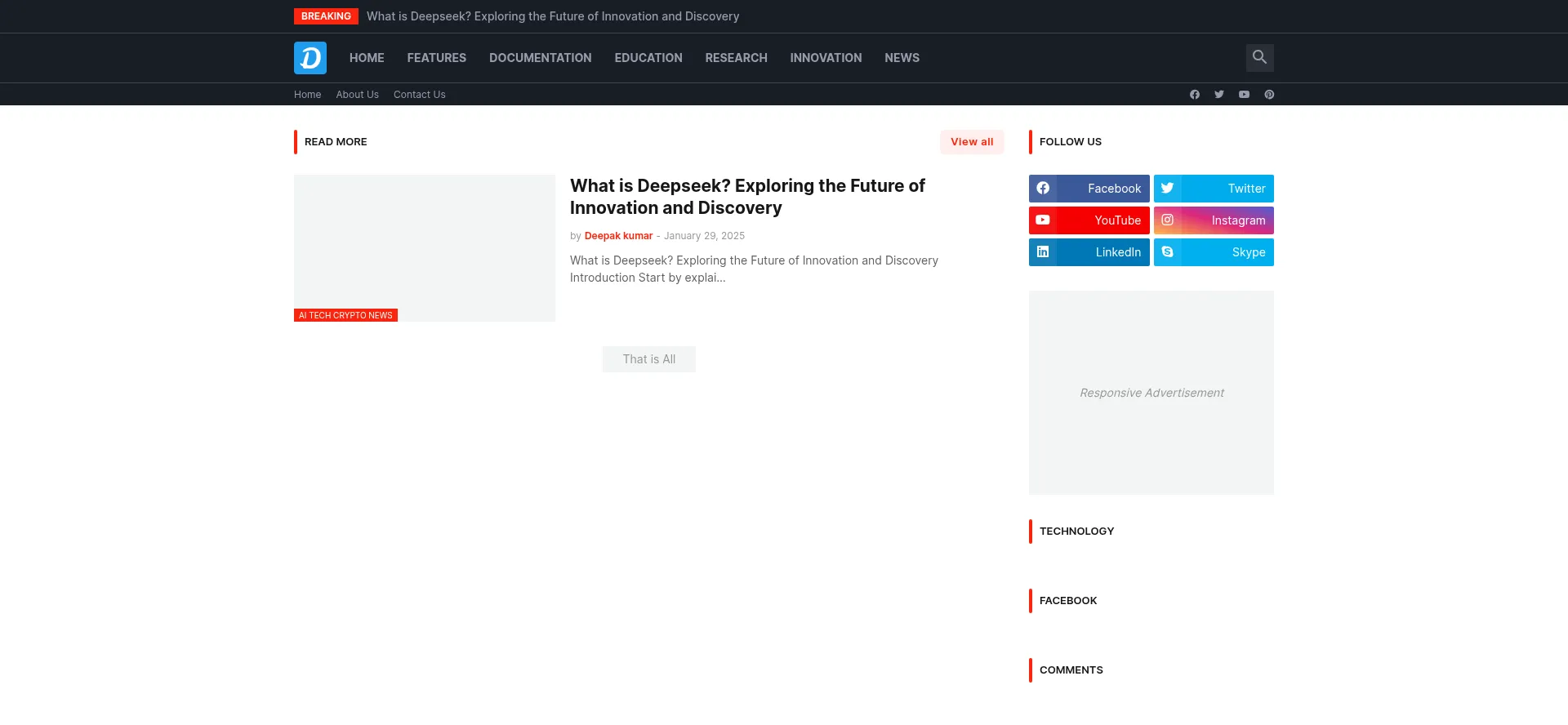 Website screenshot of Deepseekr2.online